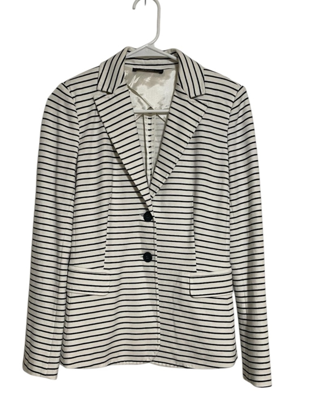 Weekend Max Mara navy blue & white striped nautical knit blazer